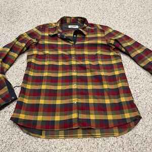 Fjallraven Specialized Riders Flannel Shirt Sz L Plaid Red Gold Gorpcore Outdoor